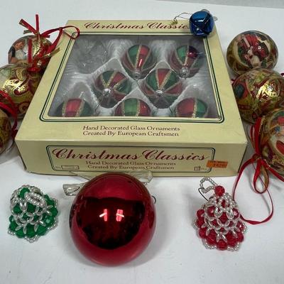 Christmas Tree Ornament Lot teardrop mercury glass paper mache Santas