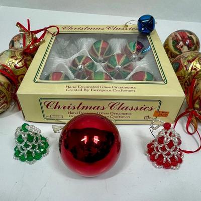 Christmas Tree Ornament Lot teardrop mercury glass paper mache Santas