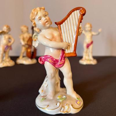 Set of 4 Porcelain Von Schierholz Handmaleiei Cherubs Angels Figurines Germany