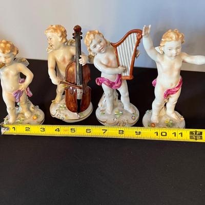 Set of 4 Porcelain Von Schierholz Handmaleiei Cherubs Angels Figurines Germany