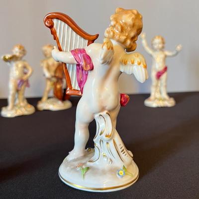 Set of 4 Porcelain Von Schierholz Handmaleiei Cherubs Angels Figurines Germany