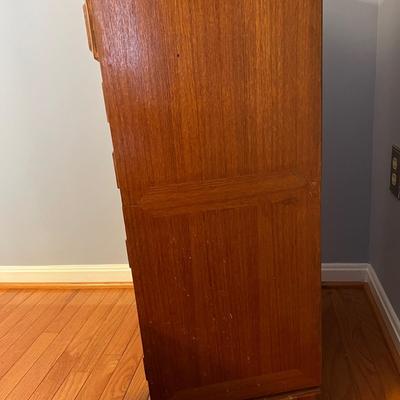 Asian Carved Wood Flatware Chest 4 Drawer + Cabinet