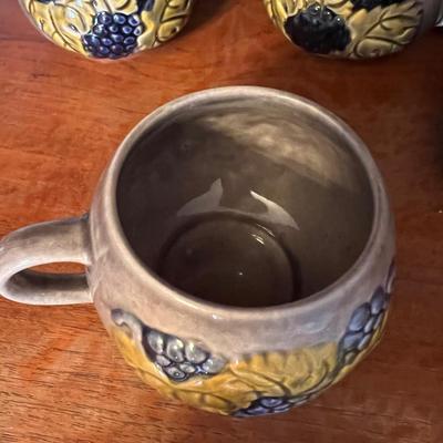 Vintage West Germany Ceramic Pitcher with 12 Mugs Cups