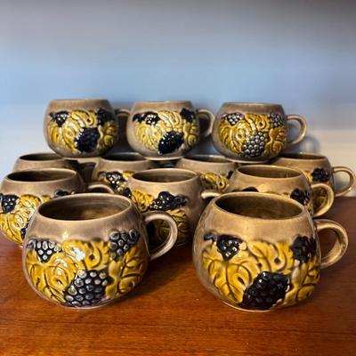 Vintage West Germany Ceramic Pitcher with 12 Mugs Cups