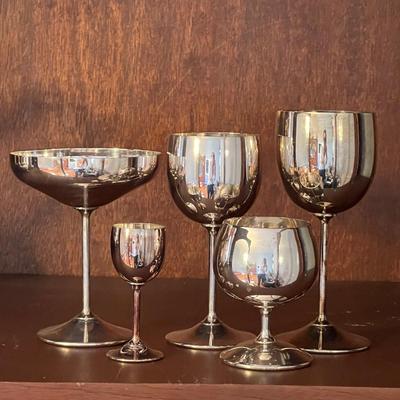 61 Piece Set Viking Plate EP Brass Stemware Barware Glasses Goblets