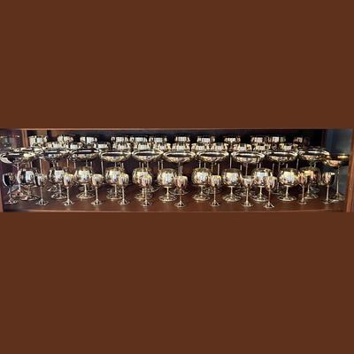 61 Piece Set Viking Plate EP Brass Stemware Barware Glasses Goblets