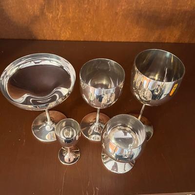 61 Piece Set Viking Plate EP Brass Stemware Barware Glasses Goblets