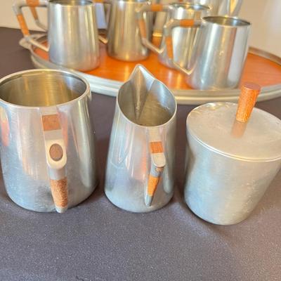 Rare 1960's KMD TIEL for Royal Holland Pewter Coffee Set MCM