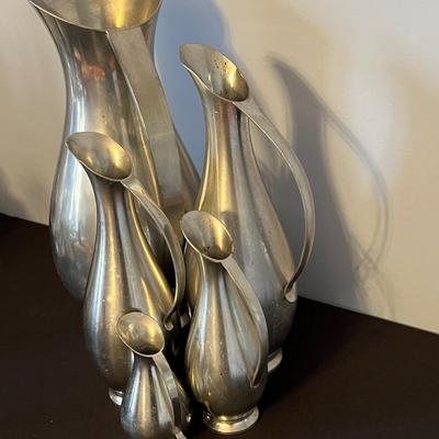 Set of 5 Vintage MCM Royal Holland Pewter Pitchers