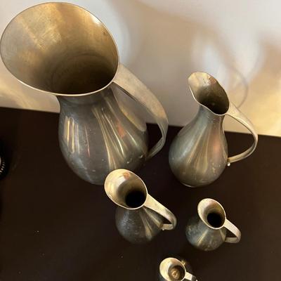 Set of 5 Vintage MCM Royal Holland Pewter Pitchers