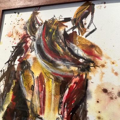 Signed Horse Watercolor - (LR-RG)