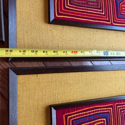 Set of 3 Vintage Framed Panamanian Textile Folk Art