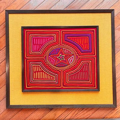 Set of 3 Vintage Framed Panamanian Textile Folk Art