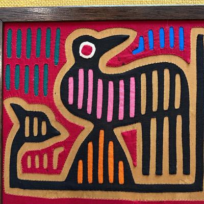 Set of 3 Vintage Framed Panamanian Textile Folk Art