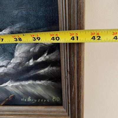 Nautical Oil On Canvas Original Framed Signed Oil 34" x 41" Painting Shipwreck