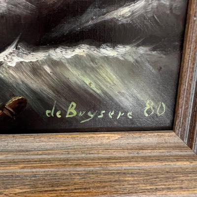 Nautical Oil On Canvas Original Framed Signed Oil 34" x 41" Painting Shipwreck