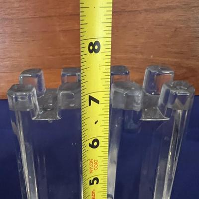 Lenox Crystal Lot - Pair Avalon Ovations Candleholders, Desk Clock, Box of Candles