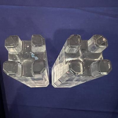 Lenox Crystal Lot - Pair Avalon Ovations Candleholders, Desk Clock, Box of Candles