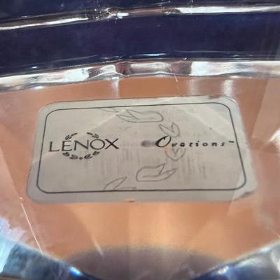 Lenox Crystal Lot - Pair Avalon Ovations Candleholders, Desk Clock, Box of Candles