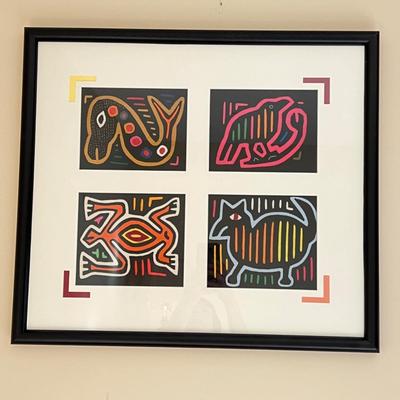 Vintage Professionally Framed Panamanian Textile Folk Art