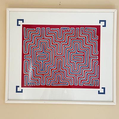 Vintage Framed Panamanian Textile Folk Art