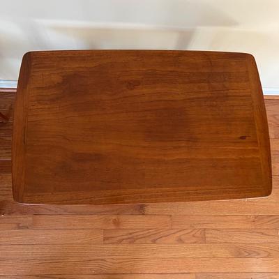 Pair MCM Teak End Tables w. Sliding Tray Tiers
