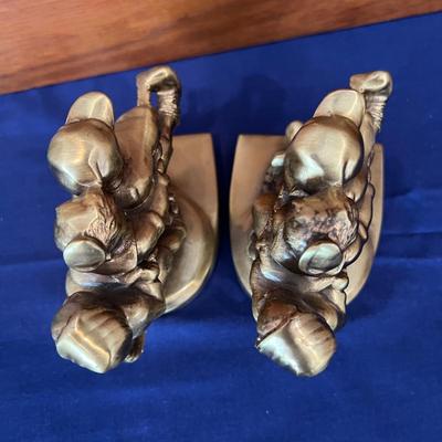 PM Craftsman Brass Bookends Children "Tug of War"