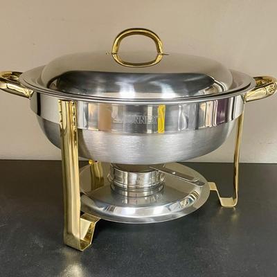 Chaffing Dish covered stainless and brass