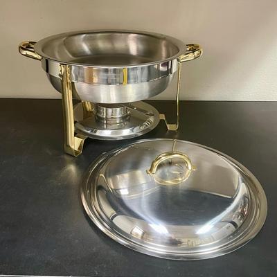 Chaffing Dish covered stainless and brass