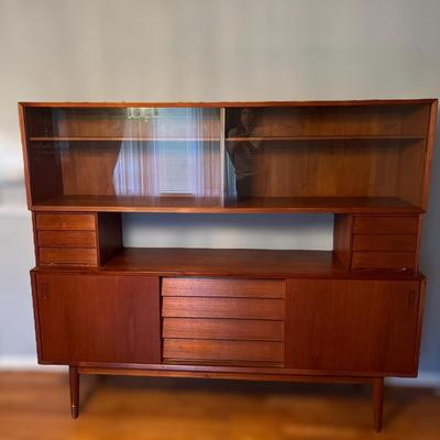 MCM Vintage Teak Credenza w. Elevated Hutch - 4 Pieces