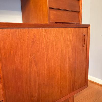 MCM Vintage Teak Credenza w. Elevated Hutch - 4 Pieces