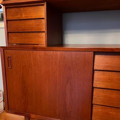 MCM Vintage Teak Credenza w. Elevated Hutch - 4 Pieces