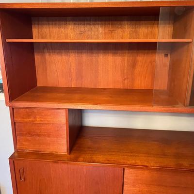 MCM Vintage Teak Credenza w. Elevated Hutch - 4 Pieces