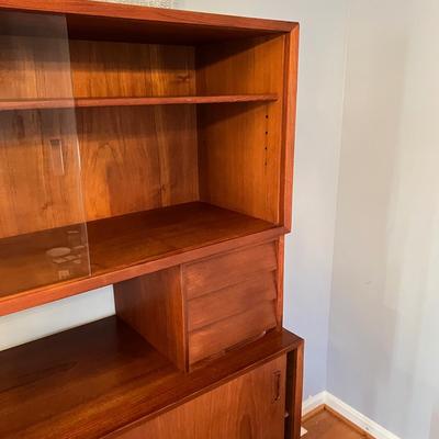 MCM Vintage Teak Credenza w. Elevated Hutch - 4 Pieces