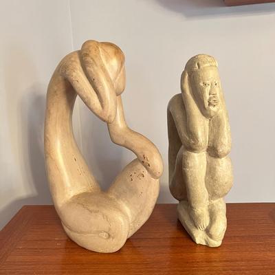 2 Vintage Carved Stone Sculptures