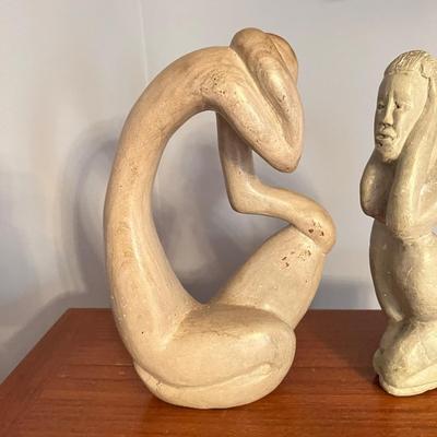 2 Vintage Carved Stone Sculptures