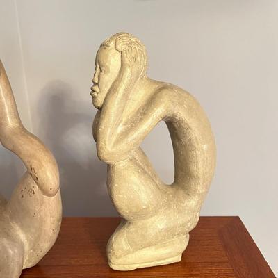 2 Vintage Carved Stone Sculptures