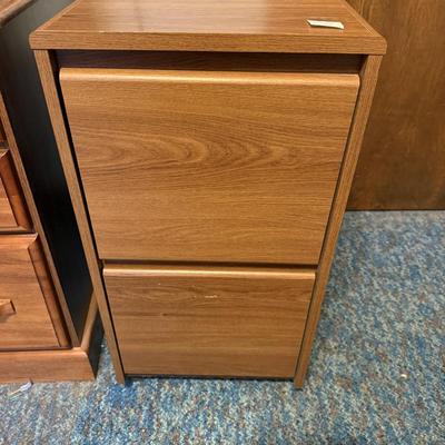2 drawer wooden file cabinet on wheels