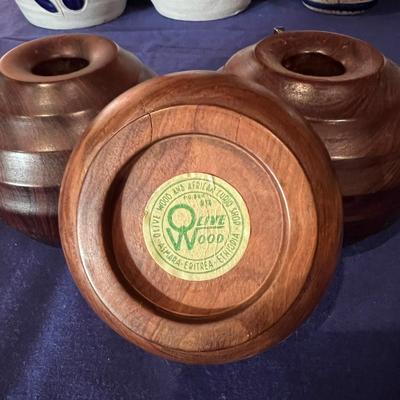 Vintage MCM Pottery, Olive Wood Decorative Lot - Williamsburg, German
