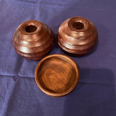 Vintage MCM Pottery, Olive Wood Decorative Lot - Williamsburg, German