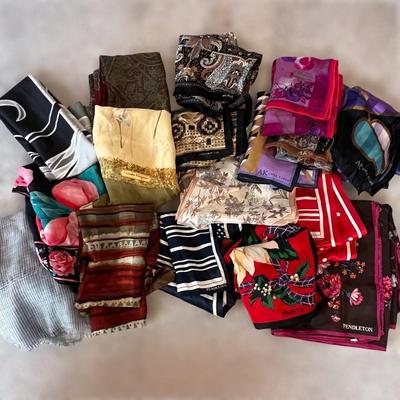 Lot of Designer Silk Scarves - Pendelton, Anne Klein, Oscar de la Renta