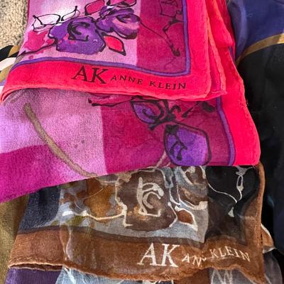 Lot of Designer Silk Scarves - Pendelton, Anne Klein, Oscar de la Renta