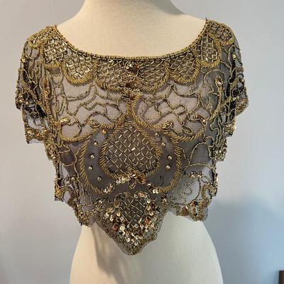 2 Vintage Beaded Sequin Shawl Wraps