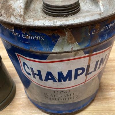 Champlain gas can, small green can & funnel