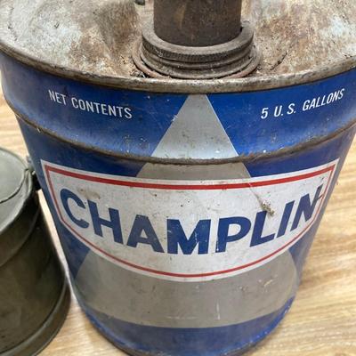 Champlain gas can, small green can & funnel