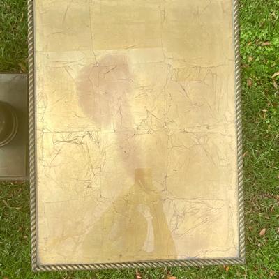 Hollywood Regency End Tables gold bases glass tops
