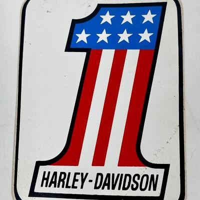 Vintage Automotive Equipment Sticker - Harley Davidson Red-White-Blue