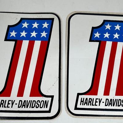 Vintage Automotive Equipment Sticker - Harley Davidson Red-White-Blue