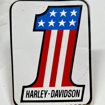 Vintage Automotive Equipment Sticker - Harley Davidson Red-White-Blue