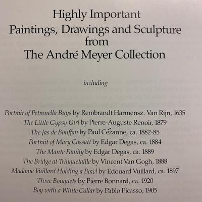 Andre Meyer Collection Highly Important Paintings, Drawings & Sculptures Sotheby’s Auction Catalog Oct. 22, 1980 Illustrated Hardback